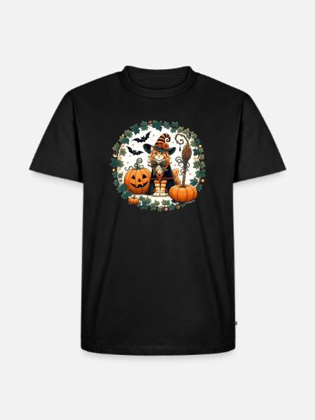Halloween Ginger Cat - Men's Premium Organic T-Shirt - black