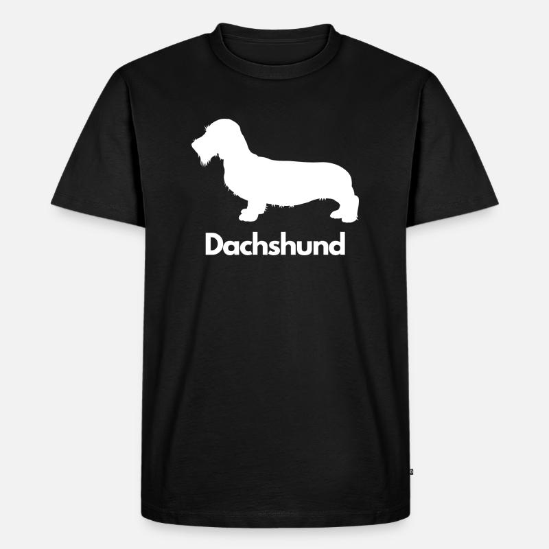 Dachshund, Dackel, Teckel, Rauhaardackel - Männer Premium Bio T-Shirt - Schwarz