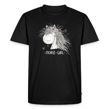 Cheval Fille Cheval Fille Chevaux Dessin animé - T-shirt Premium bio Homme - noir - Devant - Nico (187cm)