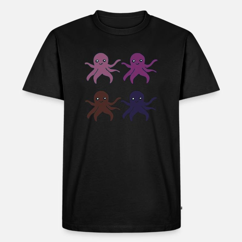 oktopus 4fach - Männer Premium Bio T-Shirt - Schwarz
