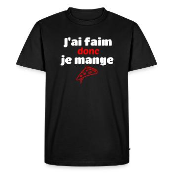 j'ai faim donc je mange - T-shirt Premium bio Homme - noir - Devant - Nico (187cm)