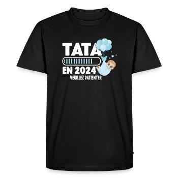 Annonce Grossesse Originale Future Tata En 2024 - T-shirt Premium bio Homme - noir - Devant - Nico (187cm)