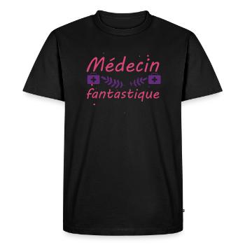Tshirt homme Médecin fantastique - T-shirt Premium bio Homme - noir - Devant - Nico (187cm)