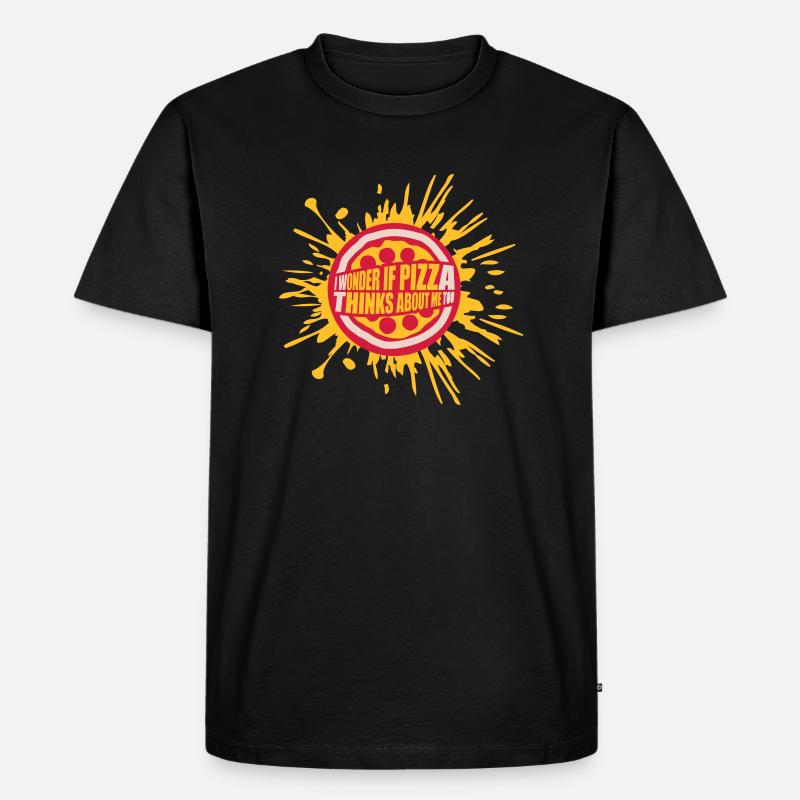 pizza thinks about me - Männer Premium Bio T-Shirt - Schwarz
