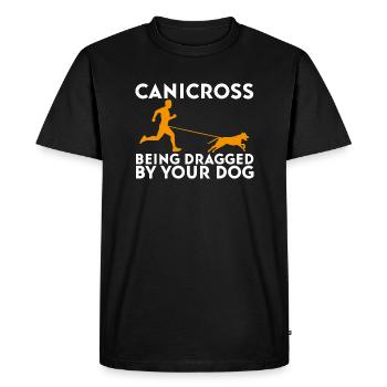 Canicross Being Dragged by Your Dog - Men's Premium Organic T-Shirt - black - Front - Nico (187cm)