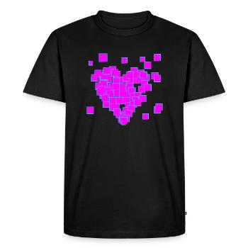 Cœur pixel rose - T-shirt Premium bio Homme - noir - Devant - Nico (187cm)