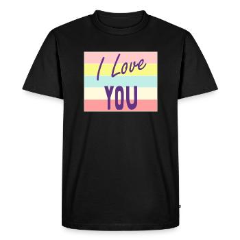 SAINT VALENTIN. EVJF. JE T'AIME. I LOVE YOU. AMOUR - T-shirt Premium bio Homme - noir - Devant - Nico (187cm)