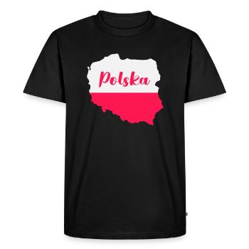 Pologne Polska - T-shirt Premium bio Homme - noir - Devant - Nico (187cm)