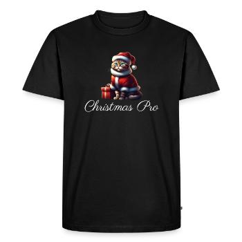 Patte de velours au look de Père Noël - Soyez un pro de Noël ! - T-shirt Premium bio Homme - noir - Devant - Nico (187cm)