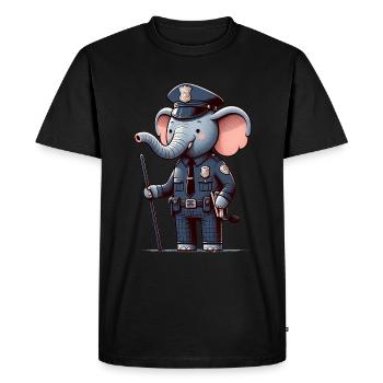 Cute Elephant Police Officer - Men's Premium Organic T-Shirt - black - Front - Nico (187cm)