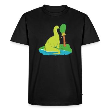 Long Necked Dinosaur - Men's Premium Organic T-Shirt - black - Front - Nico (187cm)