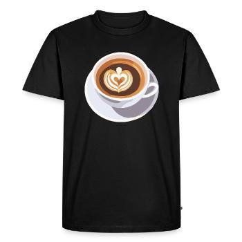 Coffee Frenchpress Cappuccino Latte Art - Men's Premium Organic T-Shirt - black - Front - Nico (187cm)