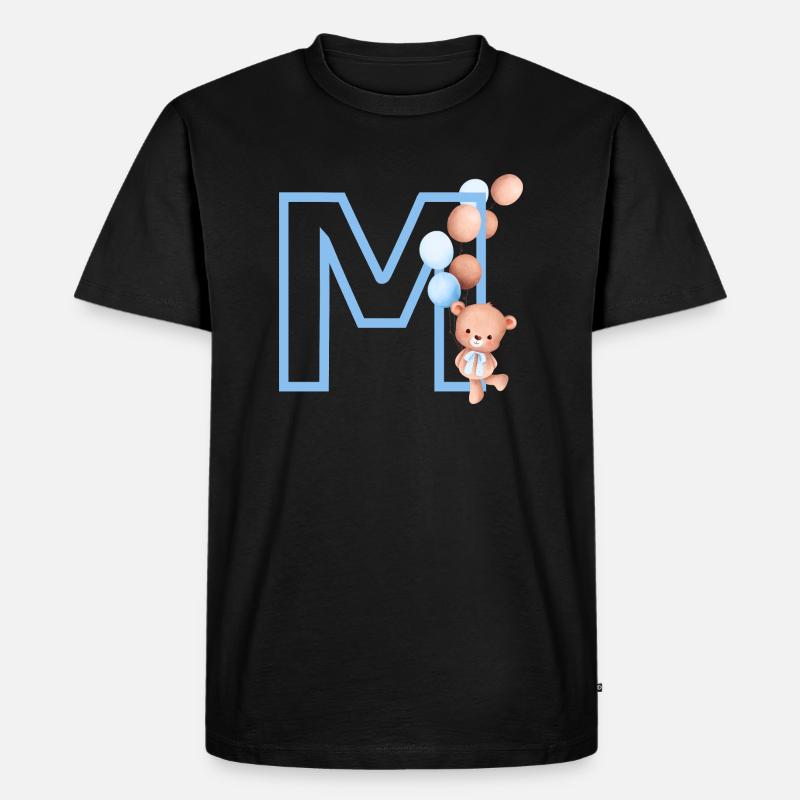 Buchstabe M Blauer Bär - Männer Premium Bio T-Shirt - Schwarz