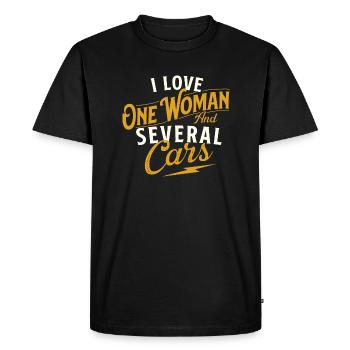J’aime une femme et plusieurs voitures - Car Guy - T-shirt Premium bio Homme - noir - Devant - Nico (187cm)