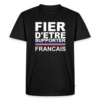 Fier d'être supporter Français - version 1 - T-shirt Premium bio Homme - noir - Devant - Nico (187cm)