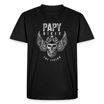 Papy biker motard cadeau drôle moto papi - T-shirt Premium bio Homme - noir - Devant - Nico (187cm)