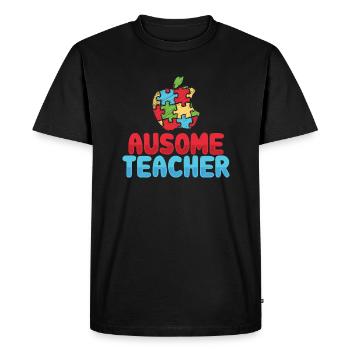 Au-Some Teacher Autisme Professeur Puzzle pomme - T-shirt Premium bio Homme - noir - Devant - Nico (187cm)