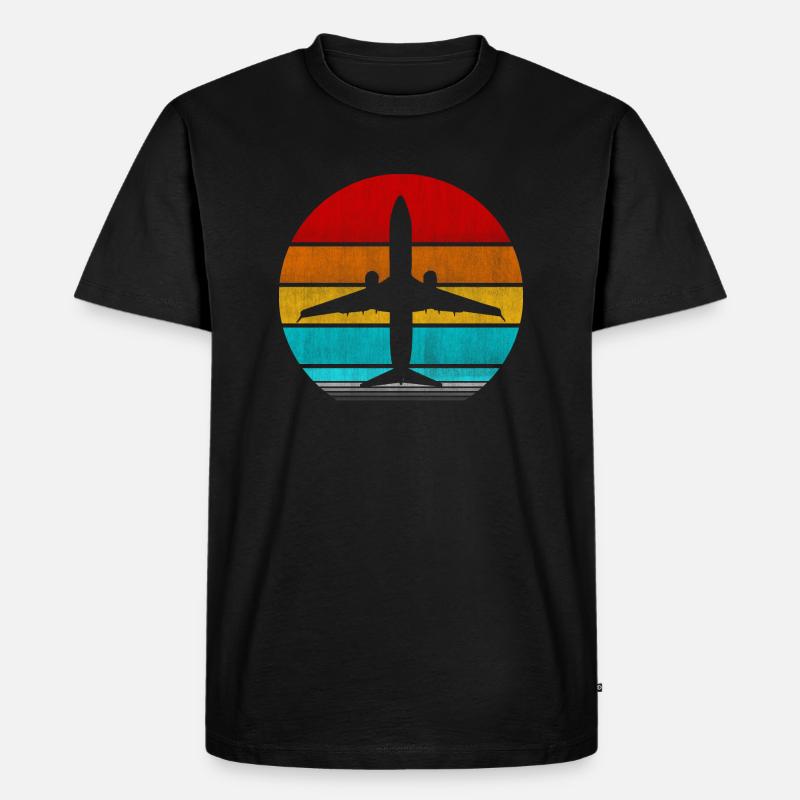 Flugzeug - Männer Premium Bio T-Shirt - Schwarz