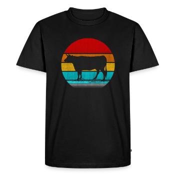 retro vinatge cow - Men's Premium Organic T-Shirt - black - Front - Nico (187cm)