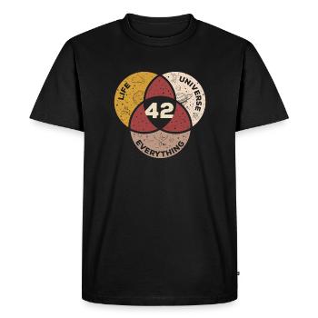 Life Universe Everything Hitchhiker's Guide - Men's Premium Organic T-Shirt - black - Front - Nico (187cm)