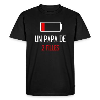 un papa de 2 filles - idée cadeau papa - T-shirt Premium bio Homme - noir - Devant - Nico (187cm)