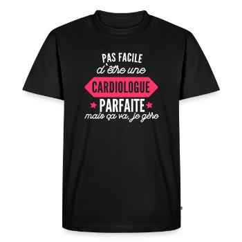 cardiologue parfaite / cadeau femme cardiologue - T-shirt Premium bio Homme - noir - Devant - Nico (187cm)