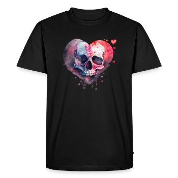 Skull Art Design Aquarelle - T-shirt Premium bio Homme - noir - Devant - Nico (187cm)