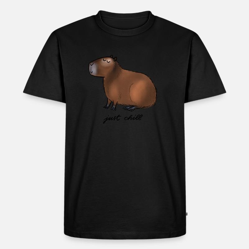 Capybara - just chill - Männer Premium Bio T-Shirt - Schwarz