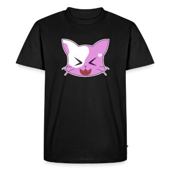 Cœur chat riant - T-shirt Premium bio Homme - noir - Devant - Nico (187cm)