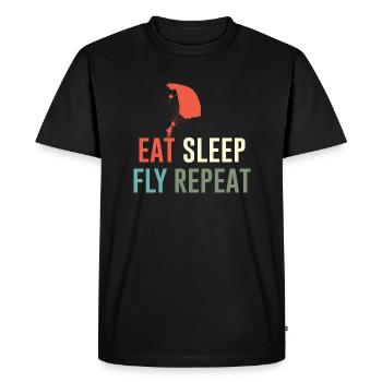 Fallschirmspringer Eat Sleep Fly Repeat Retro - Men's Premium Organic T-Shirt - black - Front - Nico (187cm)