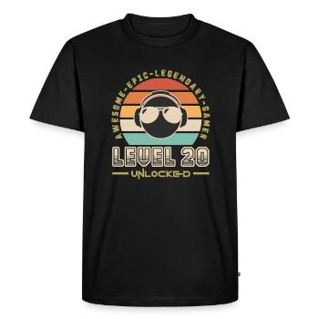 Level 20 - T-shirt Premium bio Homme - noir - Devant - Nico (187cm)