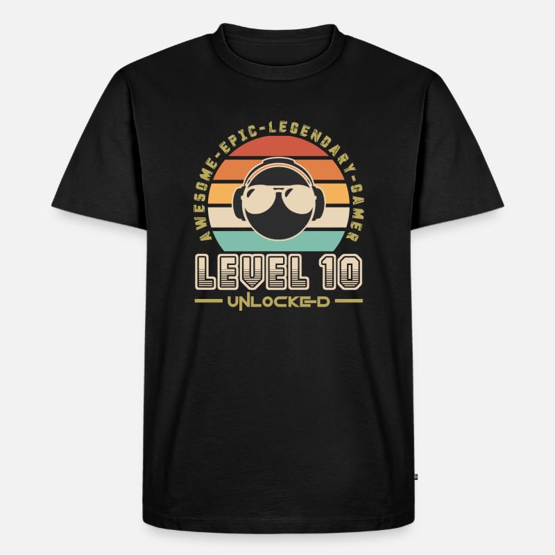 Stufe 10 - Männer Premium Bio T-Shirt - Schwarz