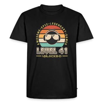 Level 41 - Men's Premium Organic T-Shirt - black - Front - Nico (187cm)