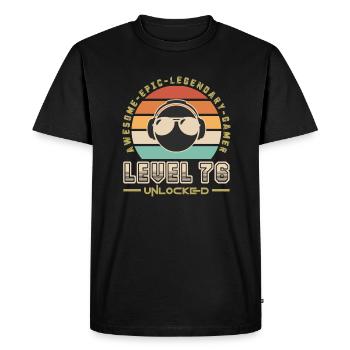 Level 76 - Men's Premium Organic T-Shirt - black - Front - Nico (187cm)