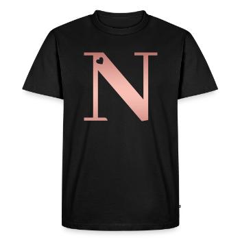 lettre N rose gold - T-shirt Premium bio Homme - noir - Devant - Nico (187cm)