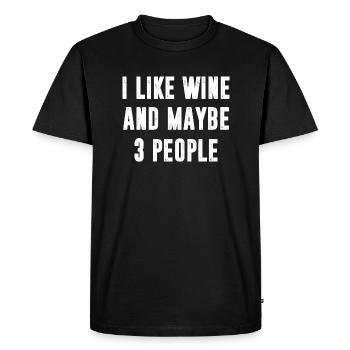 J’aime le vin et peut-être 3 personnes dictons drôles - T-shirt Premium bio Homme - noir - Devant - Nico (187cm)