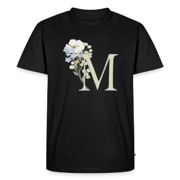 M avec des fleurs - T-shirt Premium bio Homme - noir - Devant - Nico (187cm)