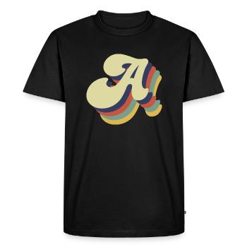 Lettre a rétro - T-shirt Premium bio Homme - noir - Devant - Nico (187cm)