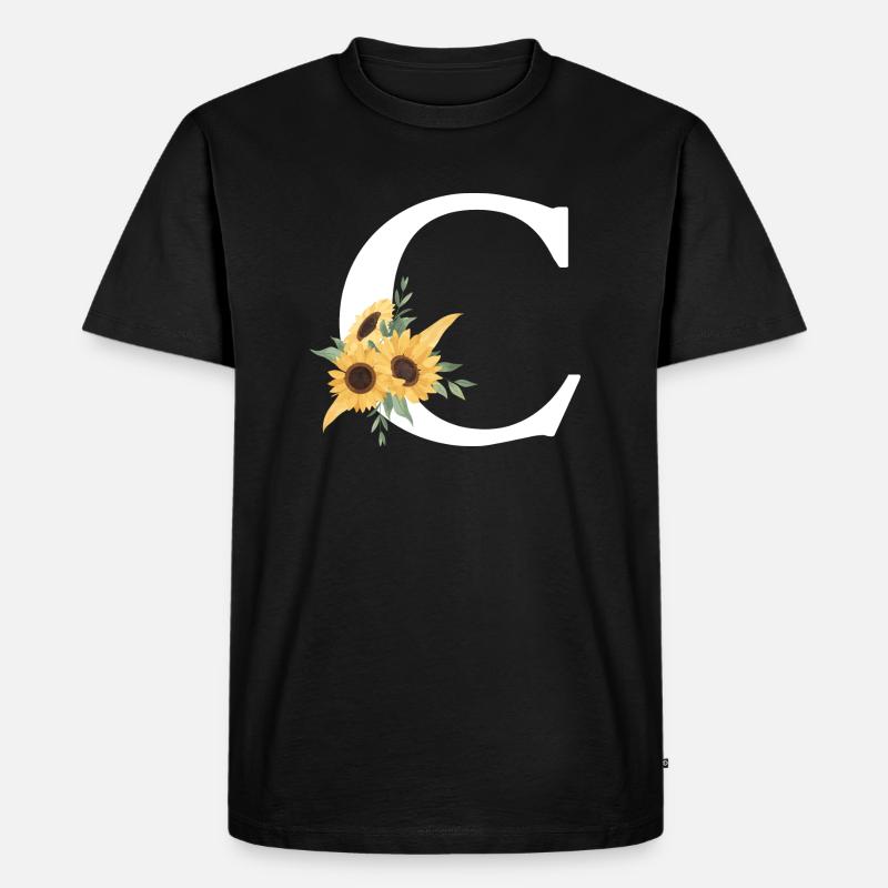 Buchstabe c Blumen-Sonnenblume - Männer Premium Bio T-Shirt - Schwarz