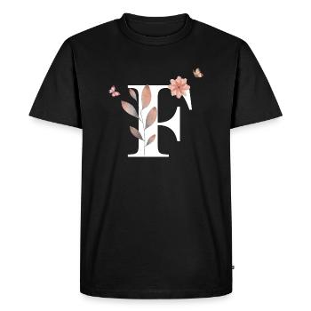 Lettre f fleurs sauvages aquarelles - T-shirt Premium bio Homme - noir - Devant - Nico (187cm)
