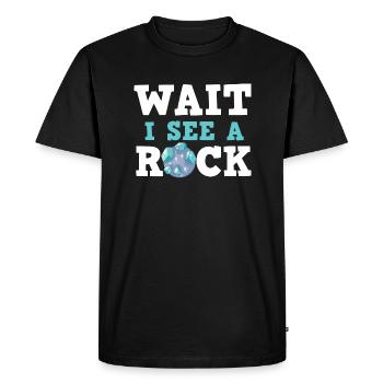 Wait I See A Rock - Geode Hunter Geology - Men's Premium Organic T-Shirt - black - Front - Nico (187cm)
