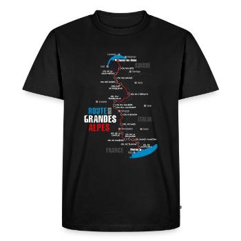 Le parcours de la Route des Grandes Alpes (b) - T-shirt Premium bio Homme - noir - Devant - Nico (187cm)