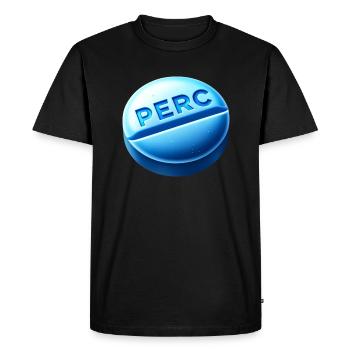 Percocet Pilule Bleue avec Gravure PERC - T-shirt Premium bio Homme - noir - Devant - Nico (187cm)