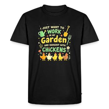 T Shirt Garden Chickens - Men's Premium Organic T-Shirt - black - Front - Nico (187cm)