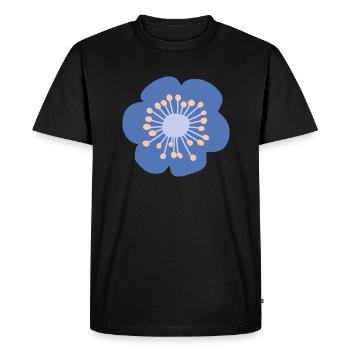 blue flower with yellow - Men's Premium Organic T-Shirt - black - Front - Nico (187cm)