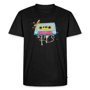 Music Cassette Walkman Magnetic Tape Retro Vintage - Men's Premium Organic T-Shirt - black - Front - Nico (187cm)