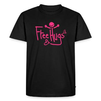 Free Hugs text smile face - Men's Premium Organic T-Shirt - black - Front - Nico (187cm)