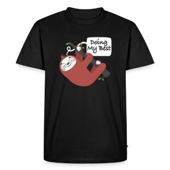 Lazy, sloth, slow, tired, chilling - Men's Premium Organic T-Shirt - black - Front - Nico (187cm)