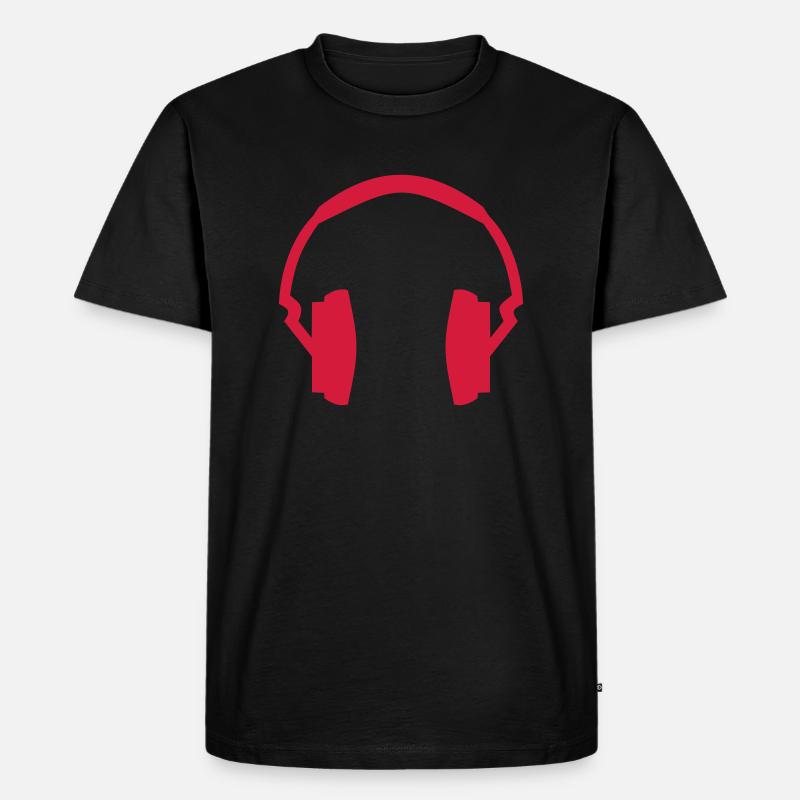Kopfhörer - Männer Premium Bio T-Shirt - Schwarz