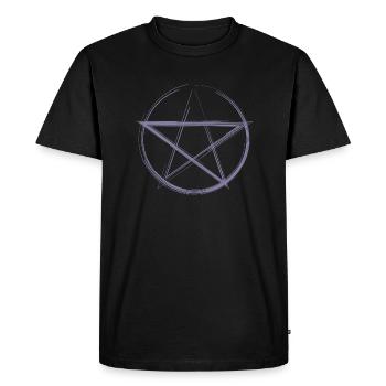 Croquis du Pentagramme violet - T-shirt Premium bio Homme - noir - Devant - Nico (187cm)